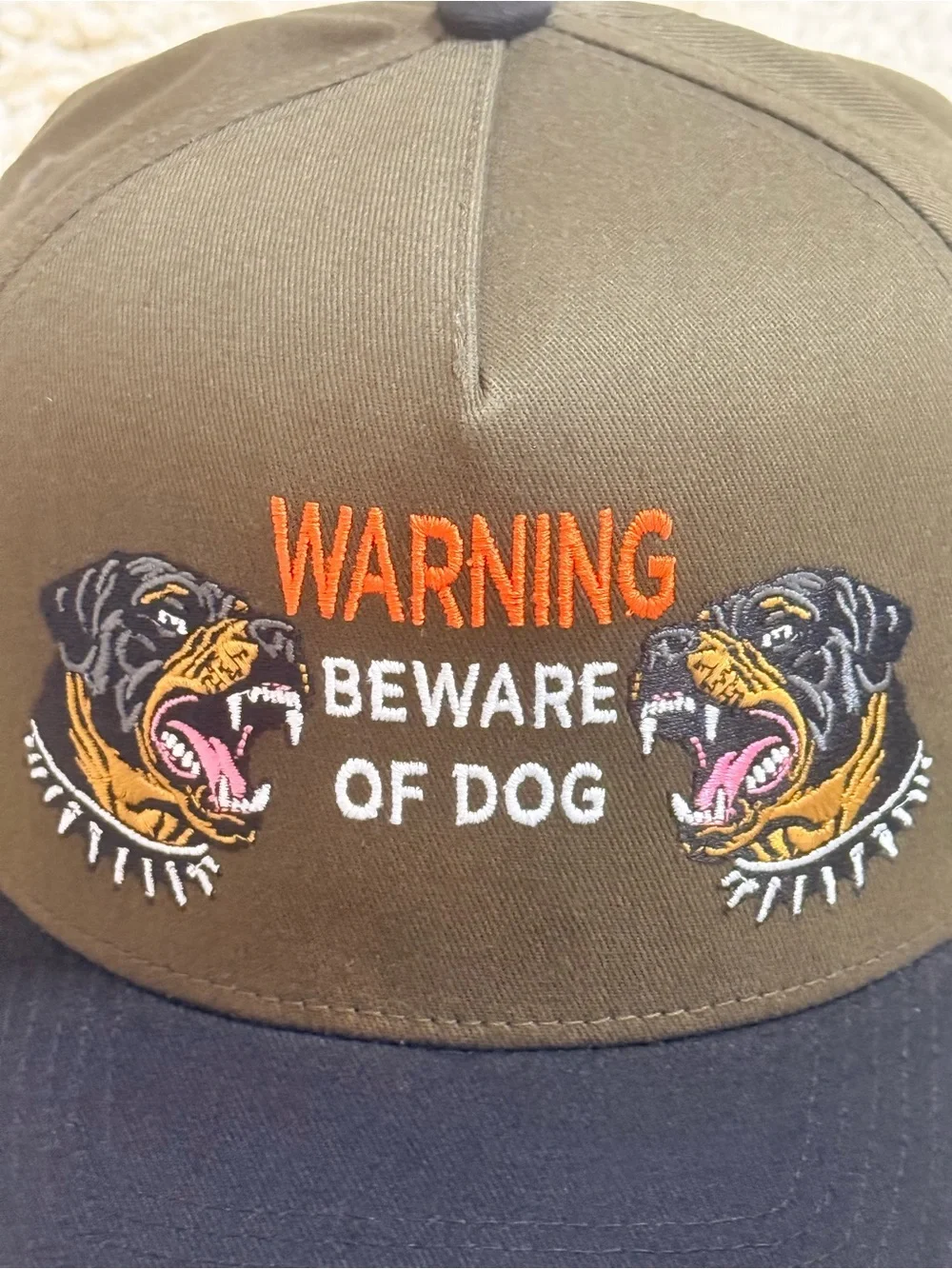 Field Grade Beware Of Rott 2 Tone Twill Trucker Hat